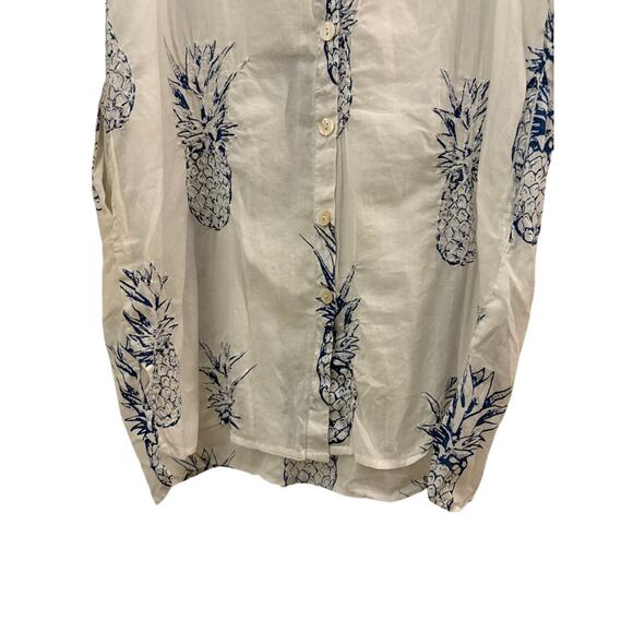 Blue Island Beach Coverup Pineapples 1X Lightweight Resort-wear Breezy Pockets - Picture 3 of 13